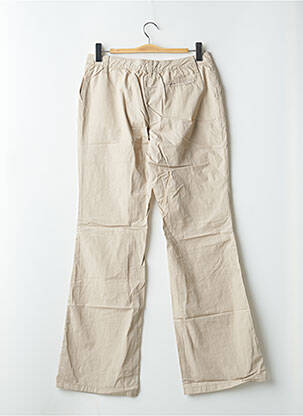 Pantalon flare fermeture zippée sous rabat avec crochet taille basse beige SCHOOL RAG femme