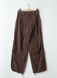 Pantalon 7/8 tissage popeline taille basse marron SCHOOL RAG femme