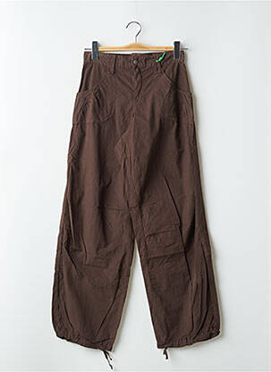 Pantalon 7/8 tissage popeline taille basse marron SCHOOL RAG femme