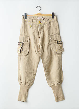 Pantalon 7/8 tissage popeline taille basse beige SCHOOL RAG femme