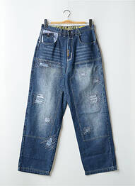Jeans coupe large fermeture boutonnée sur le devant taille normale bleu TWO ANGLE homme