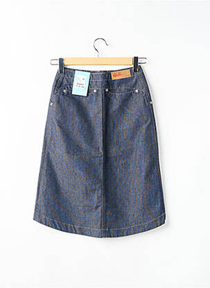 Jupe mi-longue taille haute bleu EPURE femme