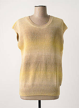 Pull tissage chiné manches courtes jaune GARCIA femme