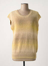 Pull tissage chiné manches courtes jaune GARCIA femme