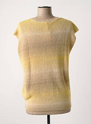 Pull tissage chiné manches courtes jaune GARCIA femme