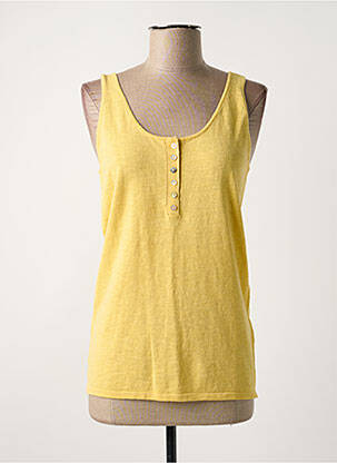 Pull tissage chiné sans manche jaune YAYA femme
