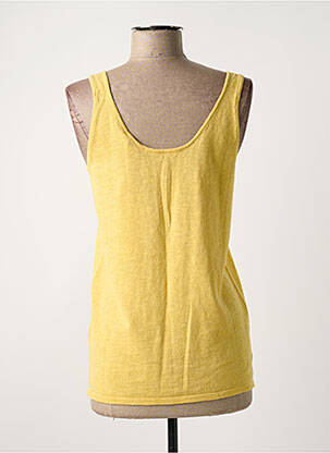 Pull tissage chiné sans manche jaune YAYA femme