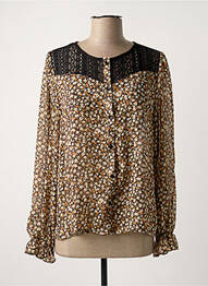 Chemisier tissage crêpe manches longues marron CALIE femme