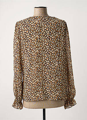 Chemisier tissage crêpe manches longues marron CALIE femme