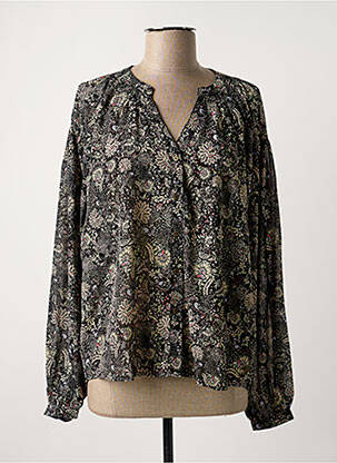 Chemisier imprimé fleurs manches longues noir GARCIA femme
