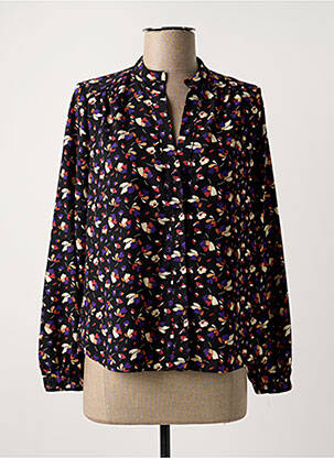 Chemisier imprimé fleurs manches longues noir MAMOUCHKA femme