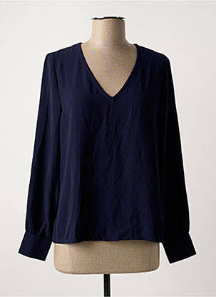 Blouse poignets boutonnés avec fente manches longues bleu ARTLOVE femme