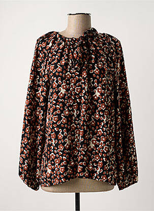 Blouse imprimé fleurs manches longues noir CALIE femme