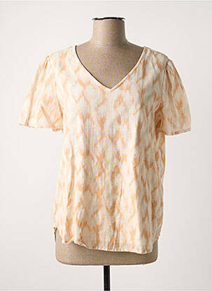 Blouse tissage popeline manches courtes orange B.YOUNG femme