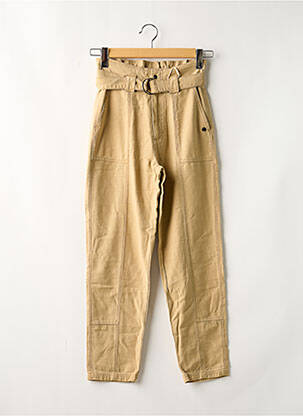 Pantalon droit coupe carotte taille haute beige GARCIA femme