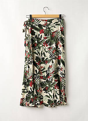 Jupe longue tissage crêpe vert GARCIA femme