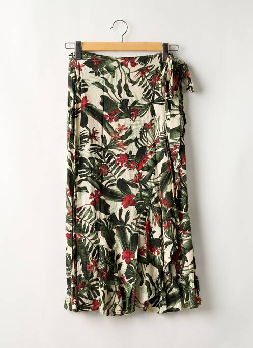 Jupe longue tissage crêpe vert GARCIA femme