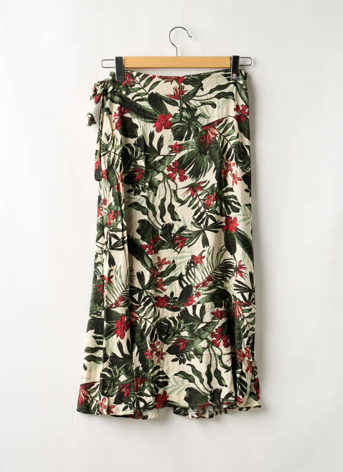 Jupe longue tissage crêpe vert GARCIA femme
