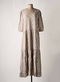 Robe longue imprimé fleurs manches 3/4 bleu YAYA femme