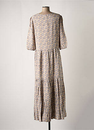 Robe longue imprimé fleurs manches 3/4 bleu YAYA femme