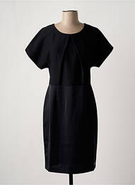 Robe mi-longue tissage crêpe manches courtes noir LOLA ESPELETA femme