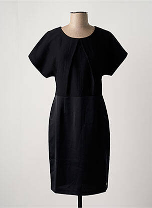 Robe mi-longue tissage crêpe manches courtes noir LOLA ESPELETA femme