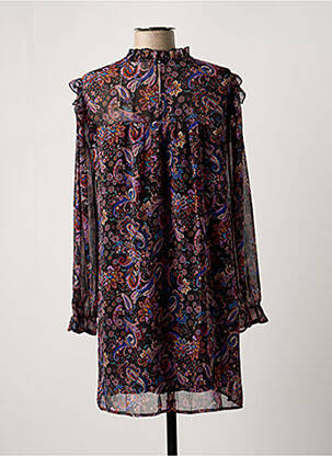 Robe courte manches longues manches longues noir CHERRY PARIS femme