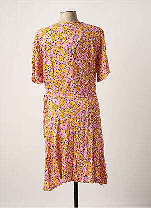 Robe mi-longue imprimé fleurs manches 3/4 jaune B.YOUNG femme