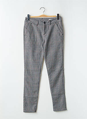Pantalon chino fermeture zippée sous rabat boutonné taille normale gris REIKO femme