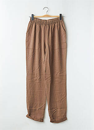 Pantalon droit taille élastique taille normale marron STUDIO PARISIEN femme