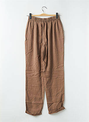 Pantalon droit taille élastique taille normale marron STUDIO PARISIEN femme