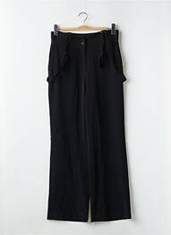 Pantalon large fermeture zippée sous rabat boutonné taille haute noir YUKA femme