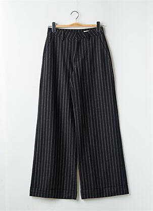 Pantalon large taille à pinces taille haute noir REIKO femme
