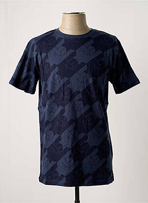 T-shirt coupe cintrée manches courtes bleu BLOTTER ATELIER homme