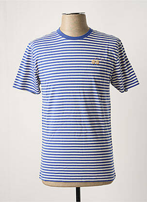 T-shirt broderie manches courtes bleu OLOW homme