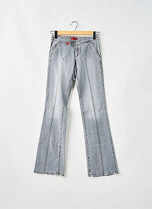 Jeans bootcut fermeture zippée sous rabat scratché taille basse gris CIMARRON femme