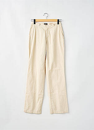 Pantalon droit tissage popeline taille normale beige CIMARRON femme