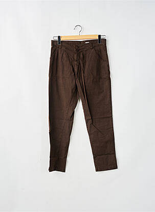 Pantalon slim tissage popeline taille haute marron KILL DEAL femme