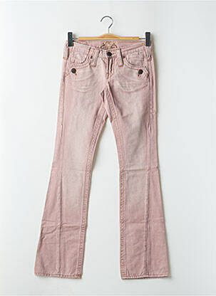 Pantalon droit fermeture zippée sous rabat boutonné taille basse violet FREEMAN T.PORTER femme