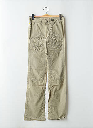 Pantalon droit tissage popeline taille basse vert SCHOOL RAG femme