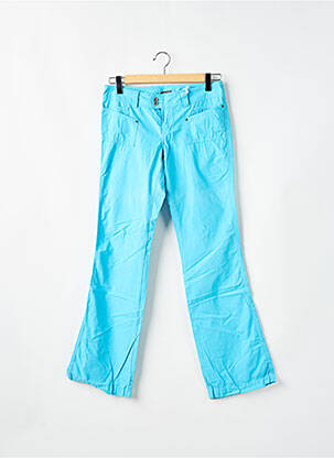 Pantalon droit tissage popeline taille basse bleu TEDDY SMITH femme