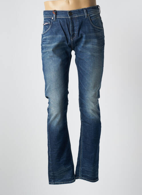 Jeans coupe slim fermeture boutonnée sur le devant taille basse bleu DONOVAN homme