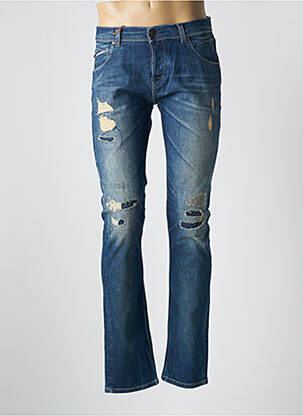 Jeans coupe slim fermeture boutonnée sur le devant taille basse bleu DONOVAN homme