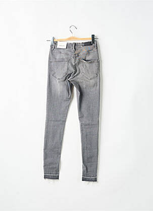 Jeans coupe slim effet usé délavé taille haute gris ICHI femme
