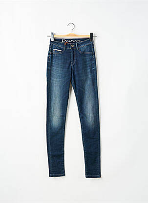 Jeans skinny fermeture zippée sous rabat boutonné bleu DONOVAN femme