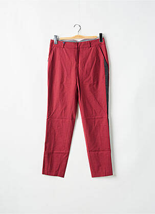 Pantalon chino broderie galons latéraux taille normale rouge LEON & HARPER femme