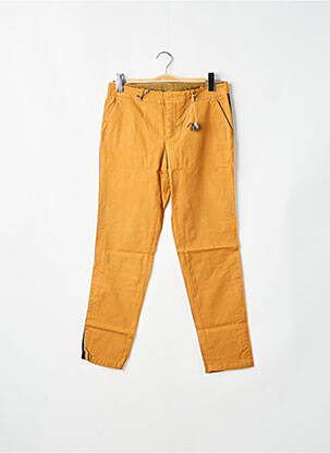 Pantalon chino broderie galons latéraux taille normale jaune LEON & HARPER femme