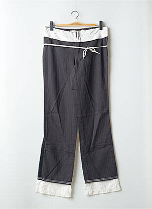 Pantalon droit fermeture zippée sous rabat avec crochet taille normale gris SCHOOL RAG femme