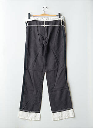 Pantalon droit fermeture zippée sous rabat avec crochet taille normale gris SCHOOL RAG femme
