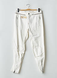 Pantalon 7/8 fermeture zippée sous rabat boutonné taille normale beige SCHOOL RAG femme
